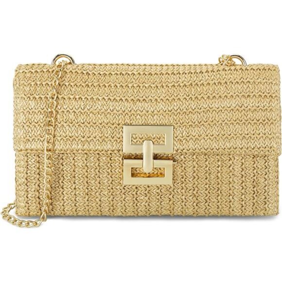 Straw Clutch Purse for Women, Woven Handbag Summer Beach Rattan - Picture 1 of 7